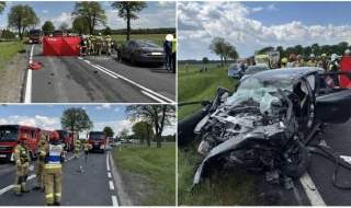 Śmiertelny wypadek na DK12. W zderzeniu czterech pojazdów brał udział pojazd Służby Więziennej, dwie osobówki i ciężarówka. 17 więźniów czeka na auto zastępcze [Foto]