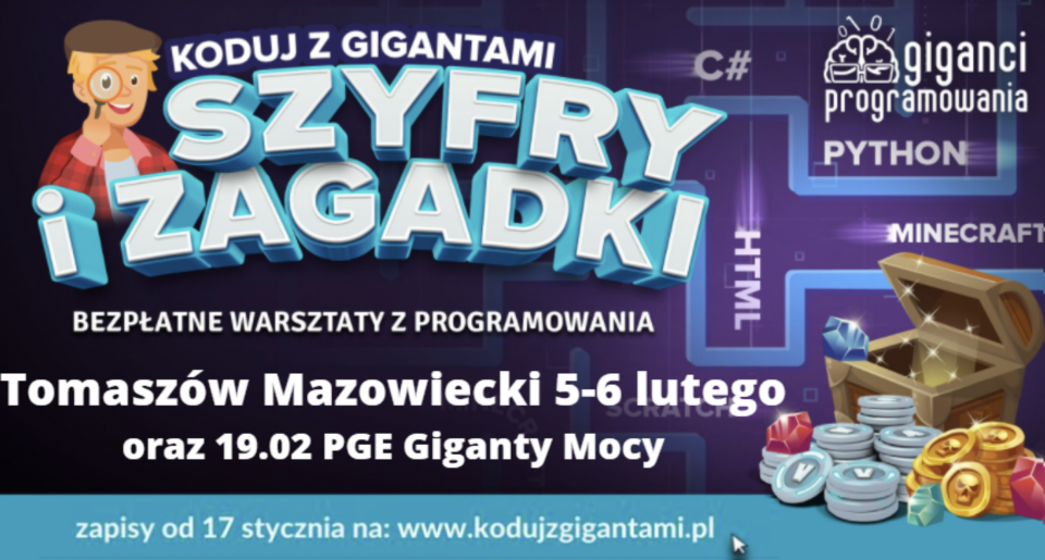 Akcja "Koduj z Gigantami" także w Tomaszowie Mazowieckim. Rozpoczęły się zapisy na warsztaty