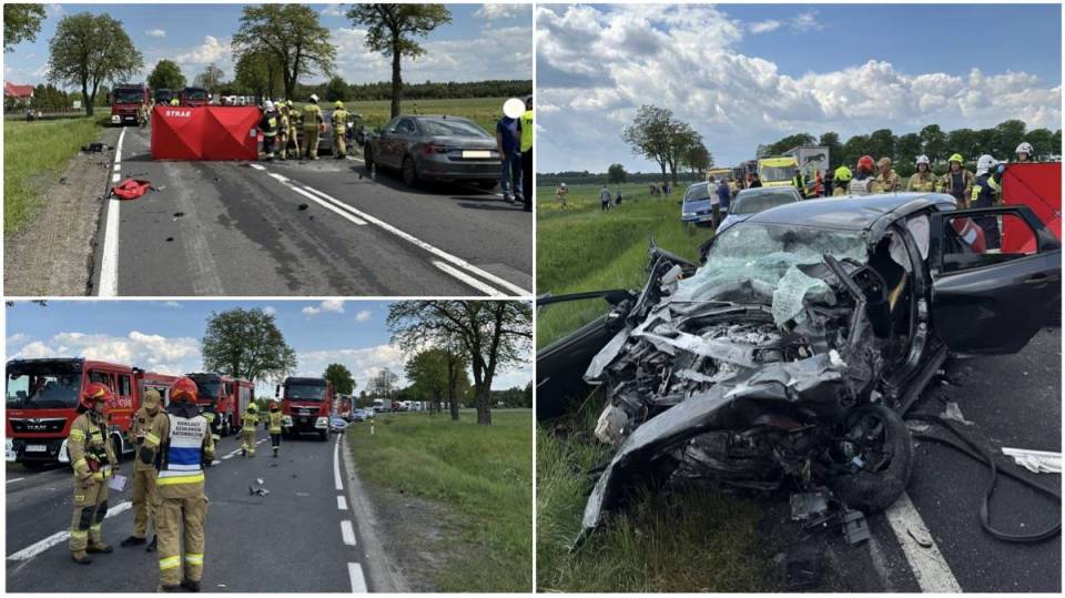 Śmiertelny wypadek na DK12. W zderzeniu czterech pojazdów brał udział pojazd Służby Więziennej, dwie osobówki i ciężarówka. 17 więźniów czeka na auto zastępcze [Foto]